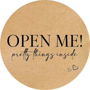 Kraft etiket ⌀50 mm &laquo;Open Me 02&raquo; (250 adet/rulo) kendinden yapışkanlı 50brownOpenme-02 photo