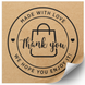 Kraft label 100x100 mm &laquo;Thank You 04&raquo; (100 pcs/roll) self-adhesive 100100brownThankYou04 photo 1