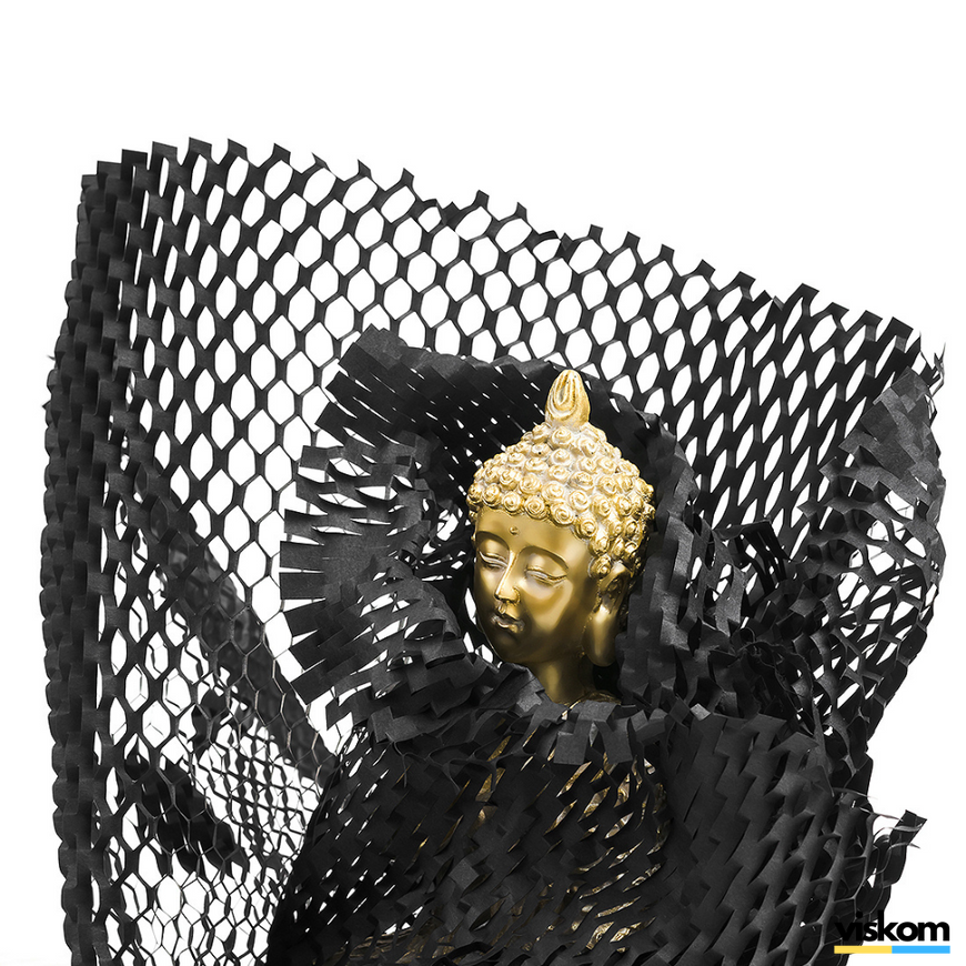 Крафт бумага сотовая 30 см х 50 м Honeycomb, черная в рулоне 3050bl фото