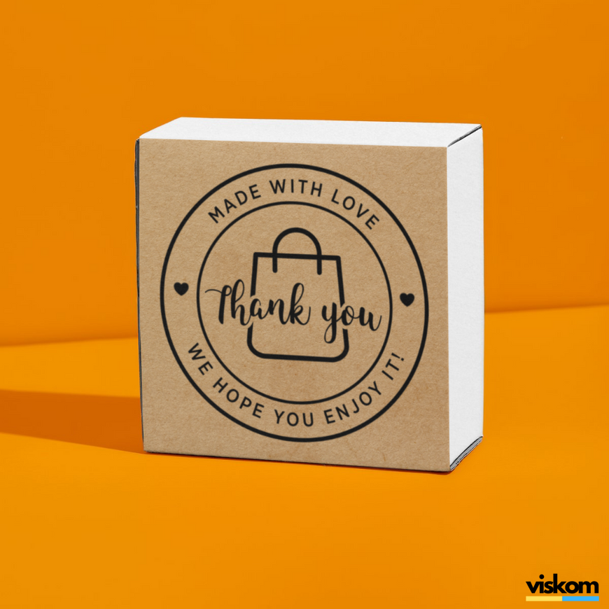Kraft label 100x100 mm &laquo;Thank You 04&raquo; (100 pcs/roll) self-adhesive 100100brownThankYou04 photo