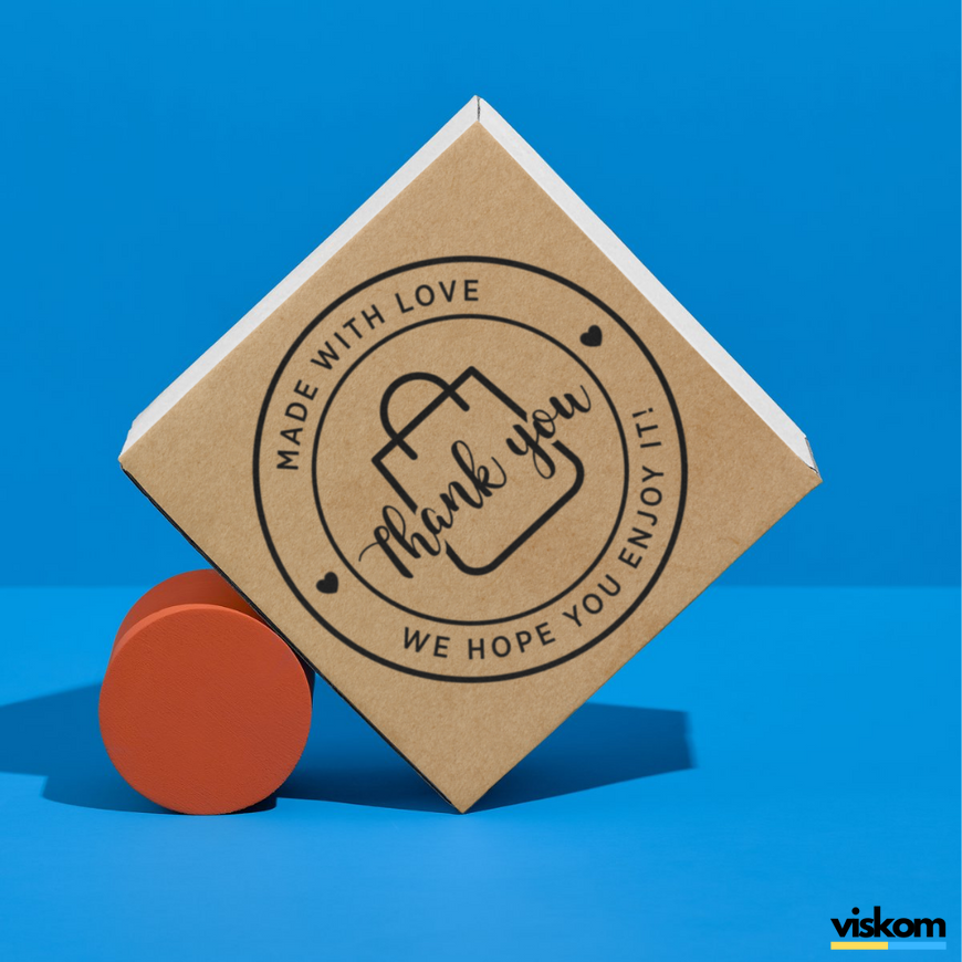 Kraft label 100x100 mm &laquo;Thank You 04&raquo; (100 pcs/roll) self-adhesive 100100brownThankYou04 photo