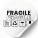 Biała etykieta ⌀50 mm &laquo;Fragile 02&raquo; (250 szt/rolka) samoprzylepna 50whitefragile02 photo 1