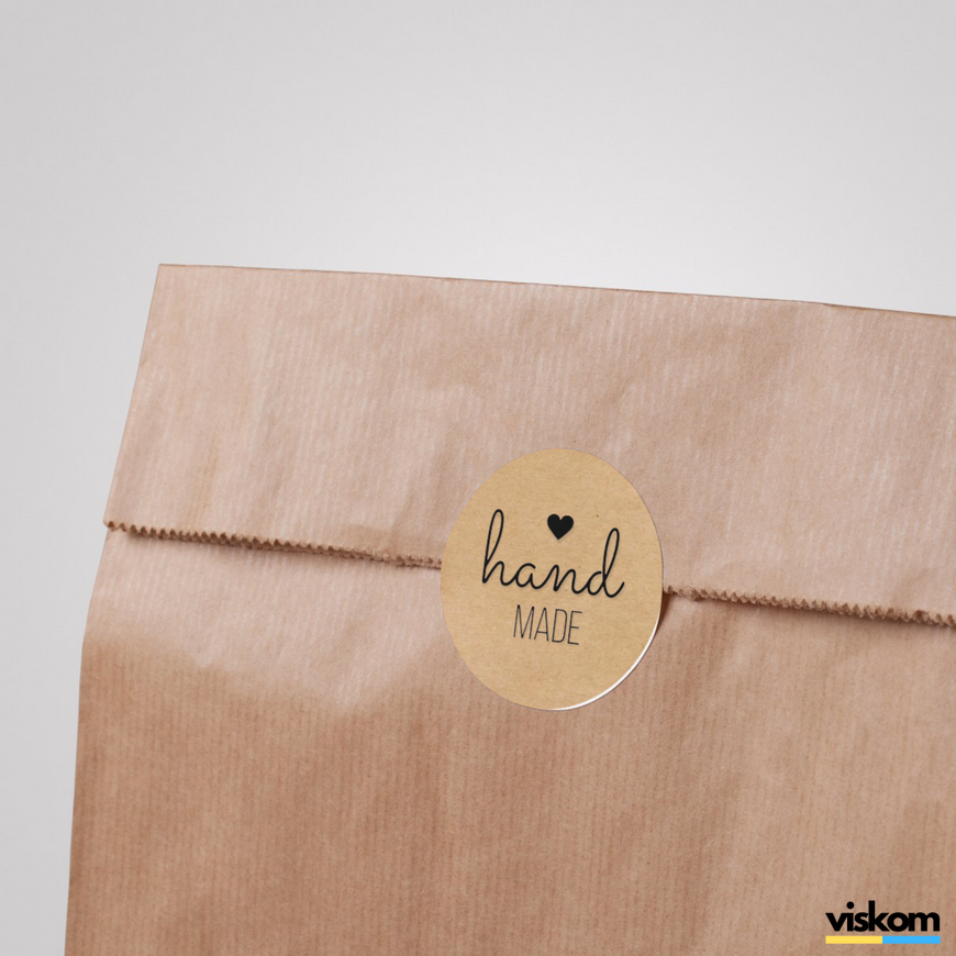 Етикетка крафт ⌀50 мм &laquo;Handmade 07&raquo; (250 шт/рулон) самоклеюча 50brownhandmade07 фото