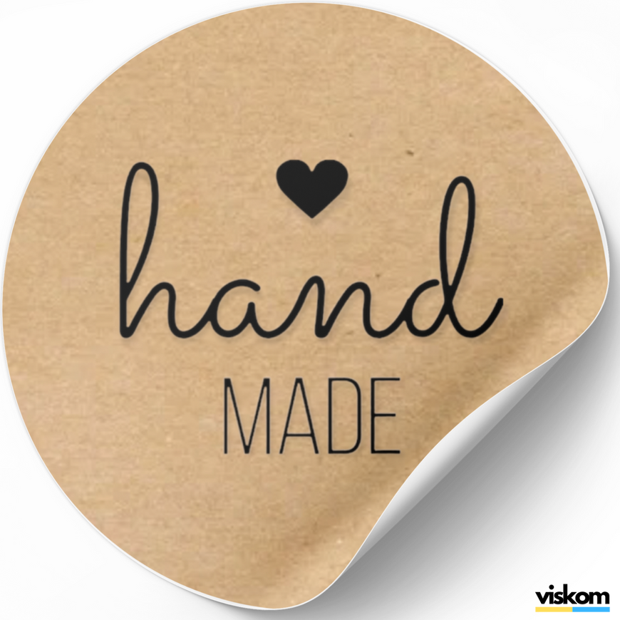 Етикетка крафт ⌀50 мм &laquo;Handmade 07&raquo; (250 шт/рулон) самоклеюча 50brownhandmade07 фото
