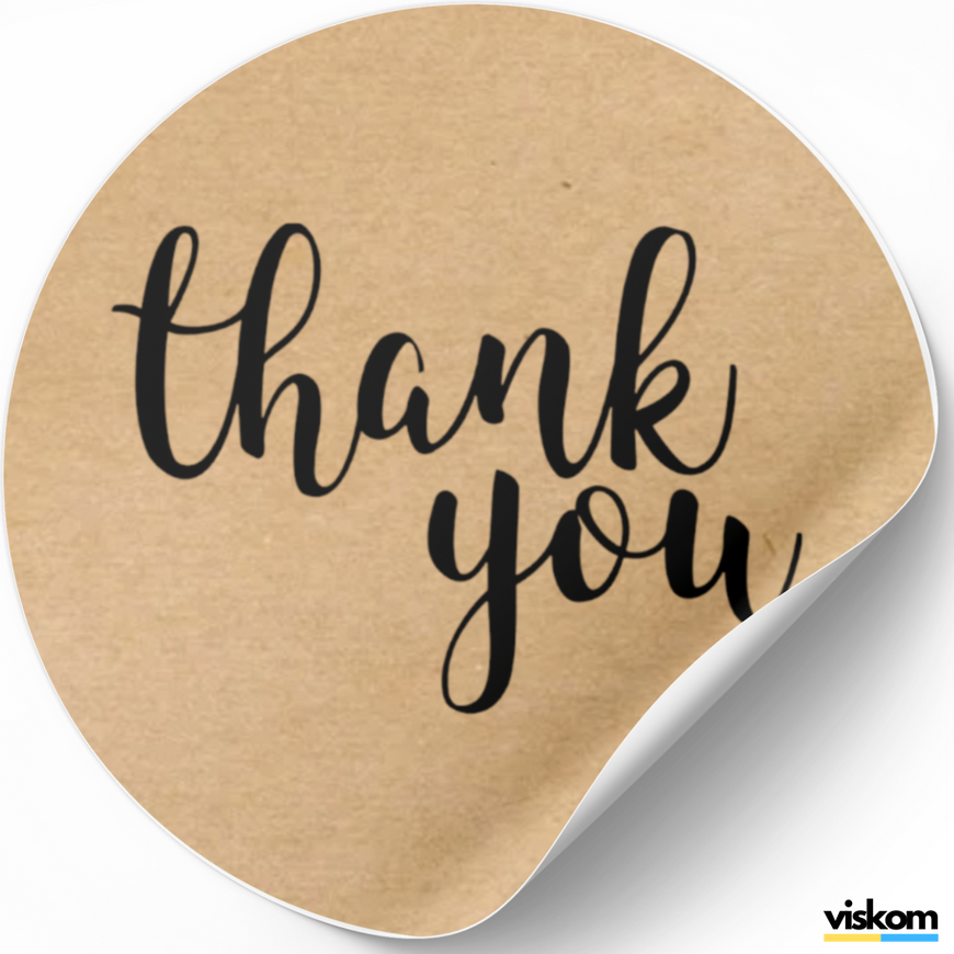 Етикетка крафт ⌀50 мм &laquo;Thank You 02&raquo; (250 шт/рулон) самоклеюча 50brownthankyou02 фото