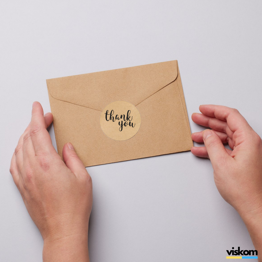 Етикетка крафт ⌀50 мм &laquo;Thank You 02&raquo; (250 шт/рулон) самоклеюча 50brownthankyou02 фото