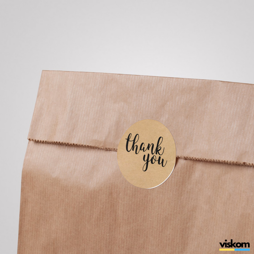 Етикетка крафт ⌀50 мм &laquo;Thank You 02&raquo; (250 шт/рулон) самоклеюча 50brownthankyou02 фото