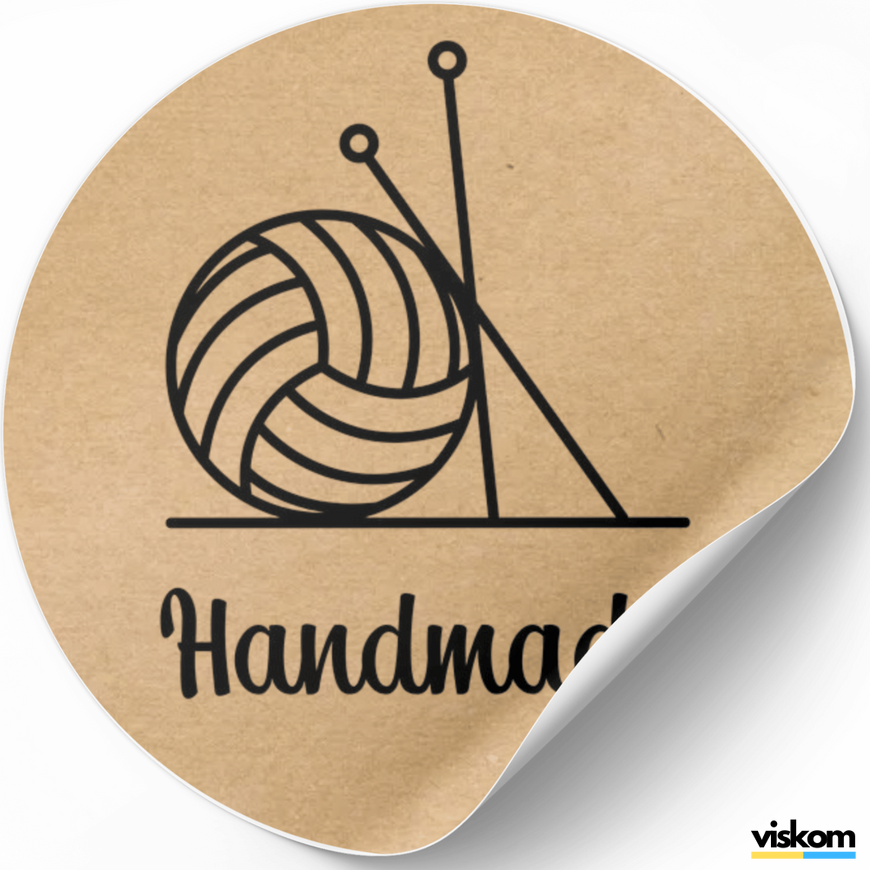 Kraft label ⌀50 mm &laquo;Handmade 12&raquo; (250 pcs/roll) self-adhesive 50brownhandmade12 photo