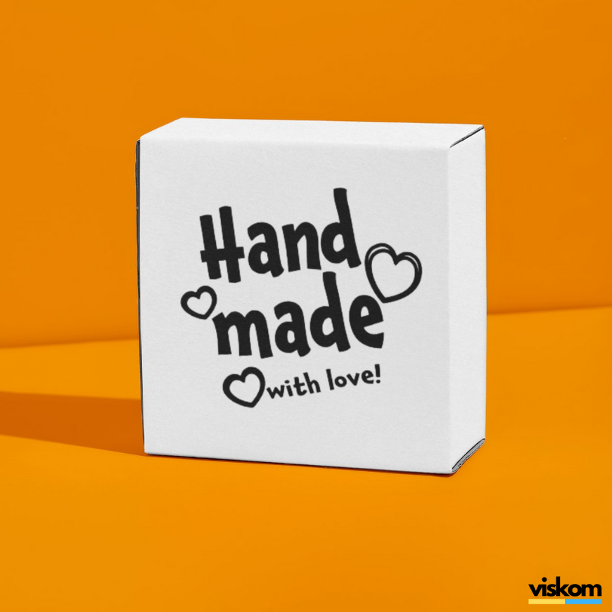 Beyaz etiket 100х100 mm &laquo;Handmade 02&raquo; (100 adet/rulo) kendinden yapışkanlı 100100whitehandmade02 photo
