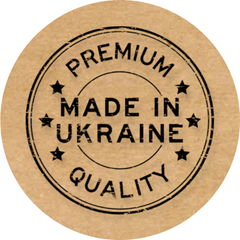 Етикетка крафт ⌀50 мм «Made in Ukraine 04» (250 шт/рулон)