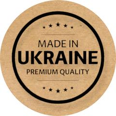 Етикетка крафт ⌀50 мм «Made in Ukraine 05» (250 шт/рулон)