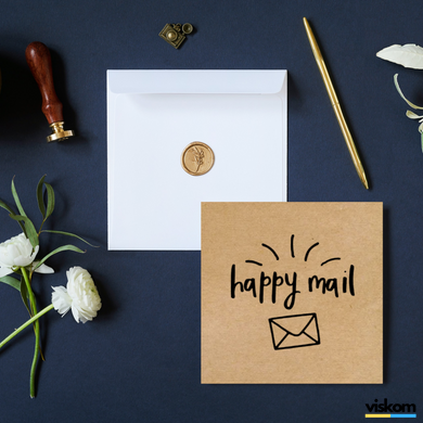 Етикетка крафт 100x100 мм "Mail 03" (100 шт/рулон) з друком, самоклеюча Viskom 100100Mail03 фото
