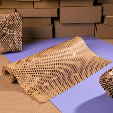 Крафт папір стільниковий 42 см х 20 м Honeycomb, коричневий в рулоні