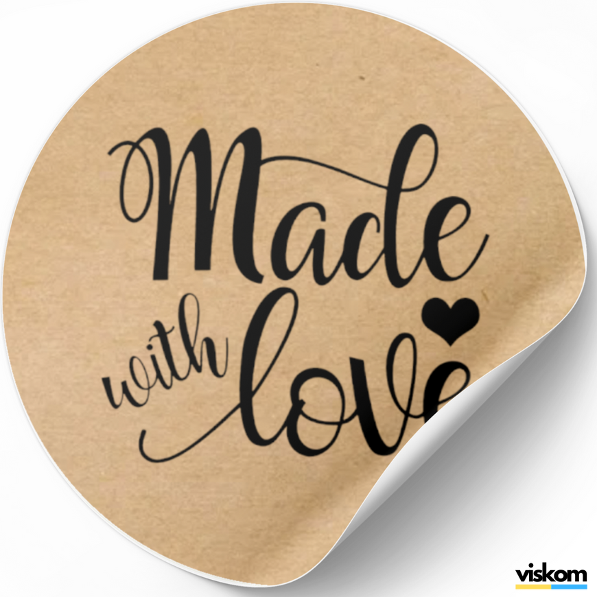 Kraftpapier-Etikett ⌀50 mm &laquo;Made with love 01&raquo; (250 St&uuml;ck/Rolle), selbstklebend 50brownmadewithlove01 photo
