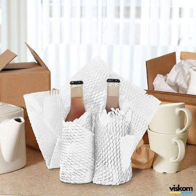 Крафт папір стільниковий 42 см х 50 м Honeycomb, білий в рулоні 4250w photo