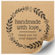 Kraft etiket 100x100 mm &laquo;Handmade 04&raquo; (100 adet/rulo) kendinden yapışkanlı 100100brownhandmade04 photo 1