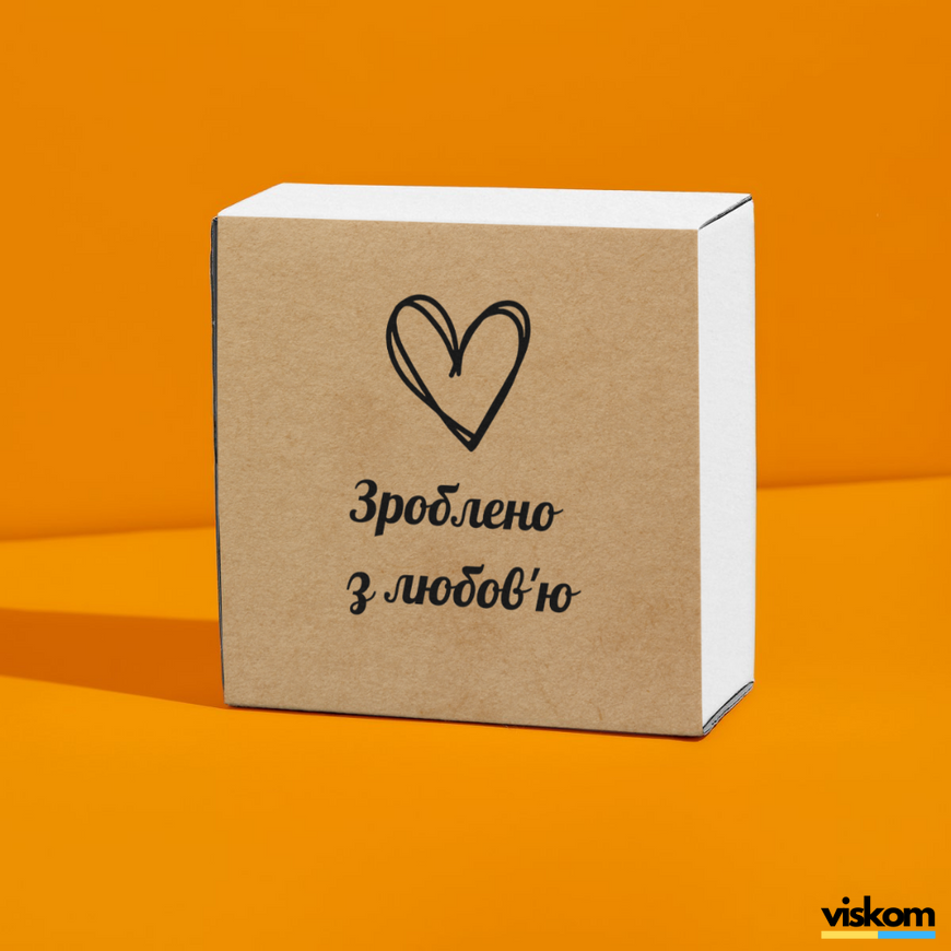 Kraft label 100x100 mm &laquo;Зроблено з любов'ю 01&raquo; (100 pcs/roll) self-adhesive 100100brownzroblenozlyubov'yu01 photo