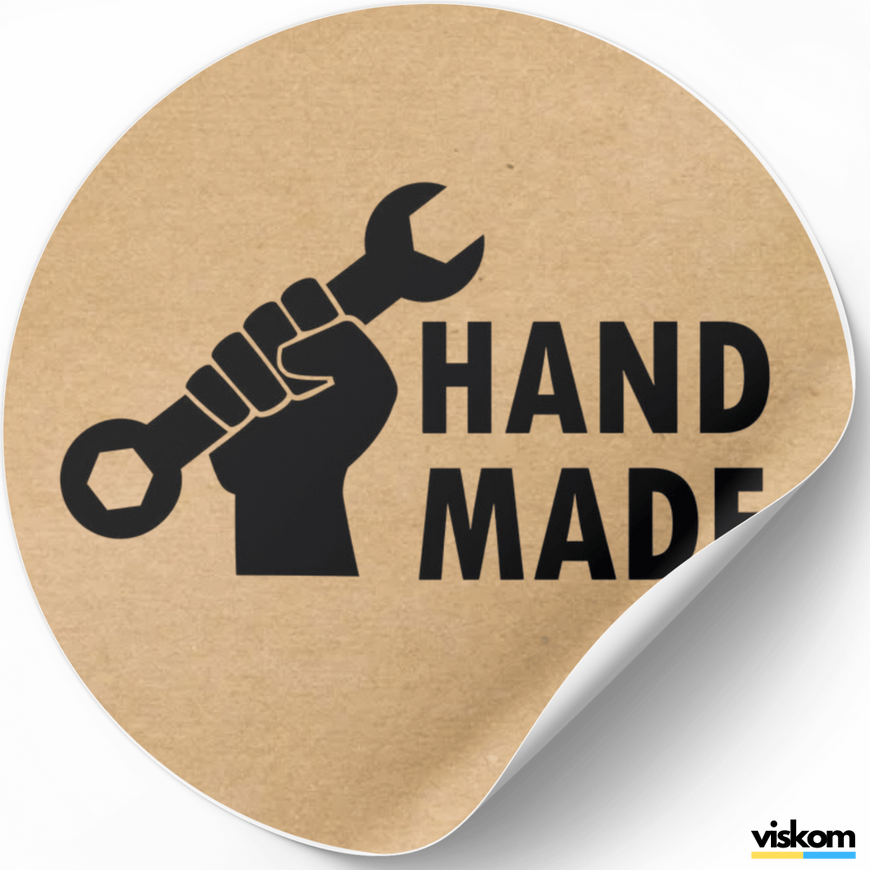 Kraft label ⌀50 mm &laquo;Handmade 14&raquo; (250 pcs/roll) self-adhesive 50brownhandmade14 photo