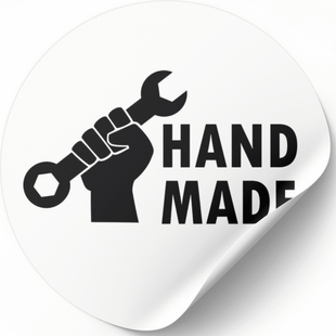 Beyaz etiket ⌀50 mm &laquo;Handmade 14&raquo; (250 adet/rulo) kendinden yapışkanlı 50whitehandmade14 photo
