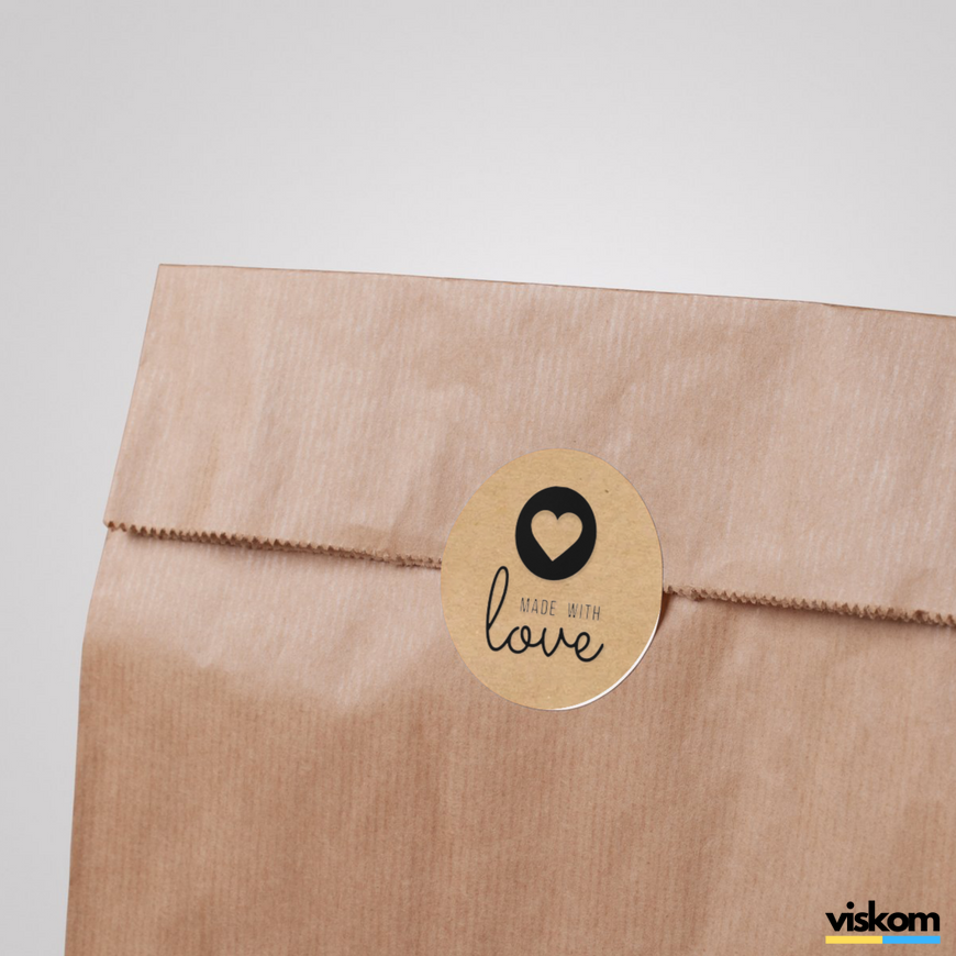 Kraftpapier-Etikett ⌀50 mm &laquo;Made with love 04&raquo; (250 St&uuml;ck/Rolle), selbstklebend 50brownmadewithlove04 photo