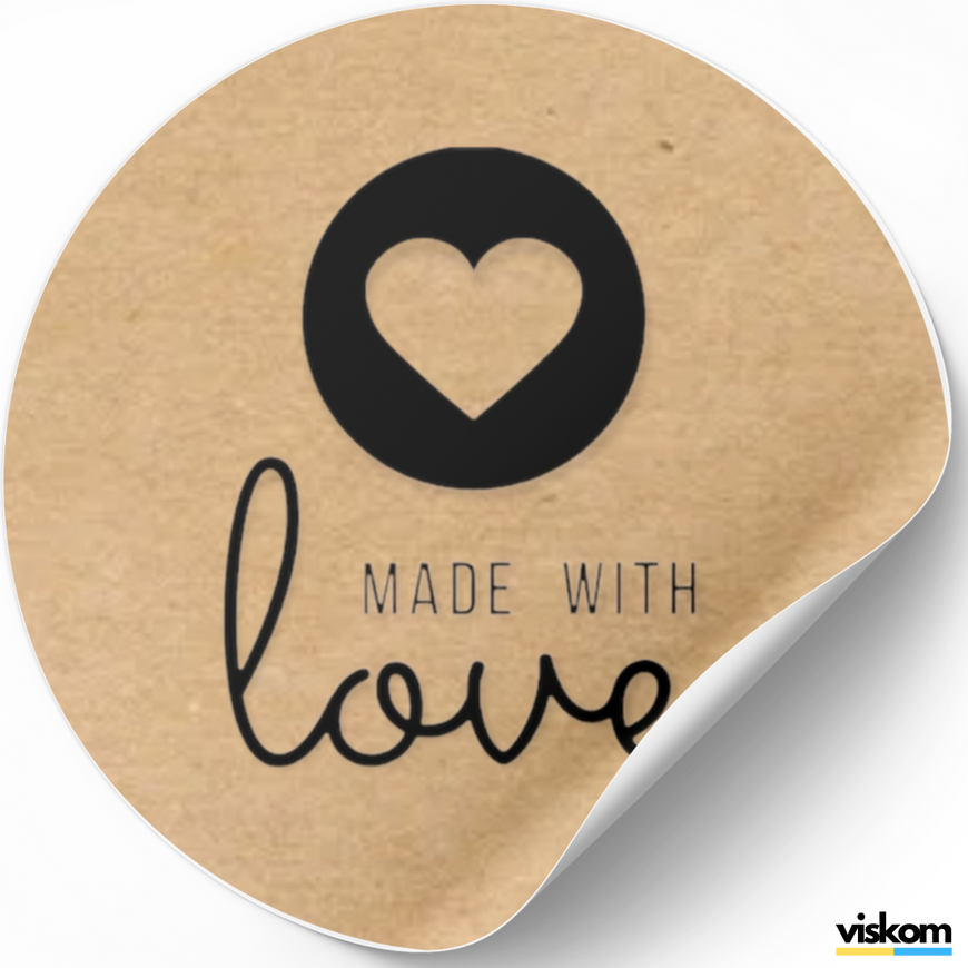Kraftpapier-Etikett ⌀50 mm &laquo;Made with love 04&raquo; (250 St&uuml;ck/Rolle), selbstklebend 50brownmadewithlove04 photo