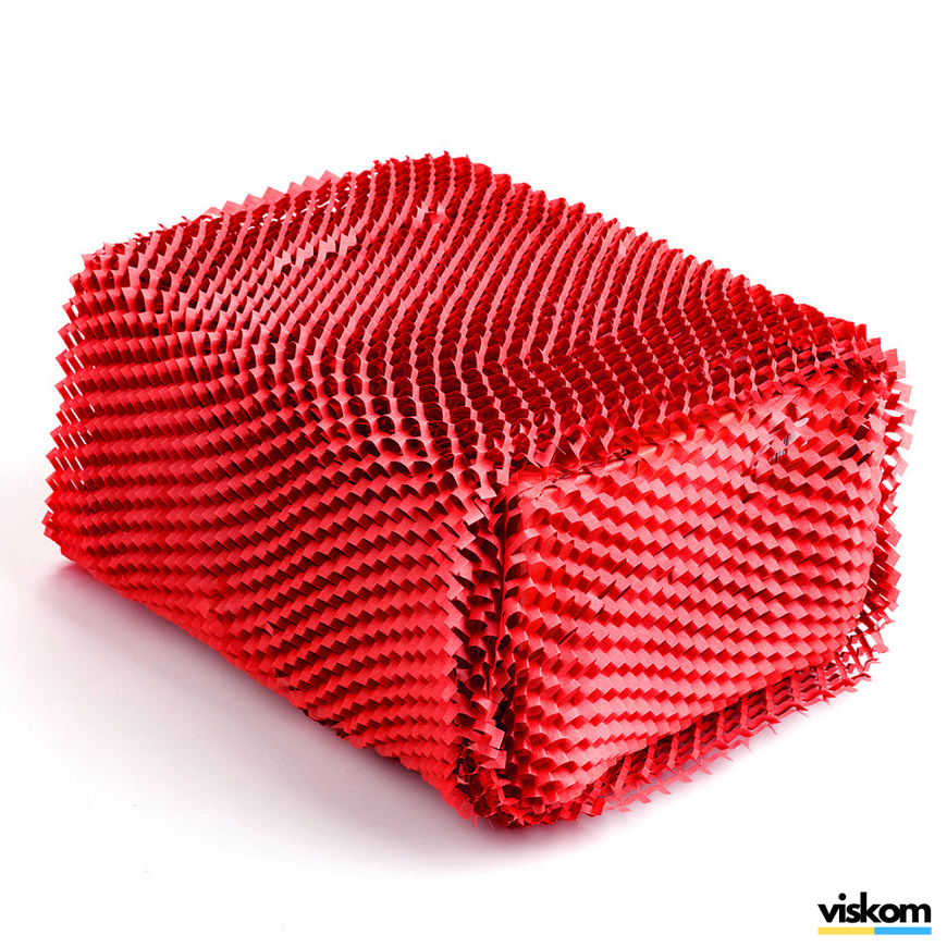 Крафт папір стільниковий 50 см х 20 м Honeycomb, червоний в рулоні 5020r фото