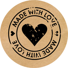 Етикетка крафт ⌀50 мм «Made with love 05» (250 шт/рулон)