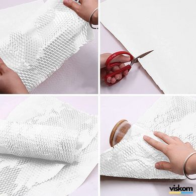 Крафт папір стільниковий 42 см х 250 м Honeycomb, білий в рулоні 42250w photo