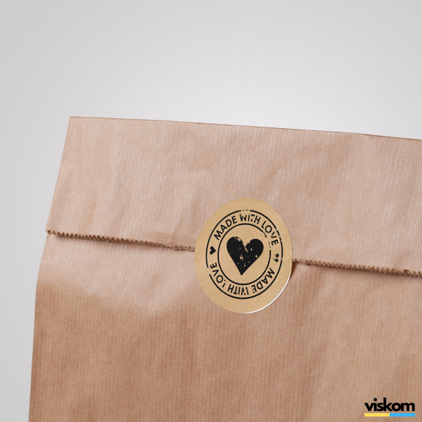 Kraftpapier-Etikett ⌀50 mm &laquo;Made with love 05&raquo; (250 St&uuml;ck/Rolle), selbstklebend 50brownmadewithlove05 photo