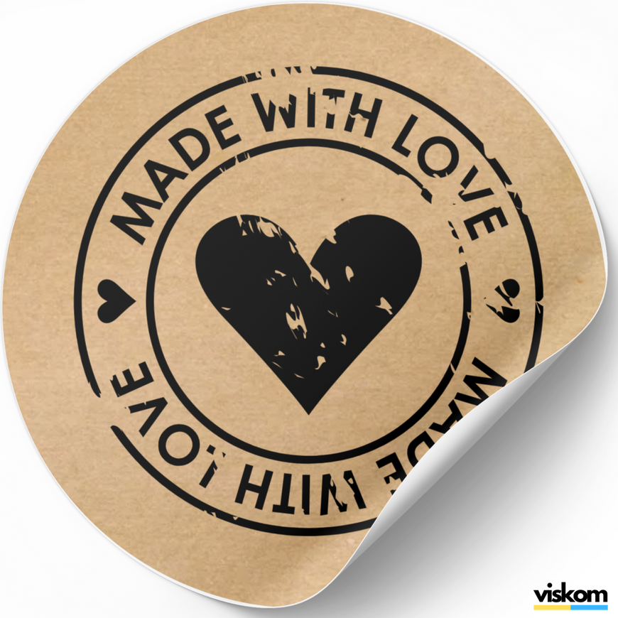 Kraftpapier-Etikett ⌀50 mm &laquo;Made with love 05&raquo; (250 St&uuml;ck/Rolle), selbstklebend 50brownmadewithlove05 photo