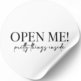 Beyaz etiket ⌀50 mm &laquo;Open Me 02&raquo; (250 adet/rulo) kendinden yapışkanlı 50whiteOpenme02 photo
