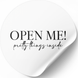 Етикетка біла ⌀50 мм &laquo;Open Me 02&raquo; (250 шт/рулон) самоклеюча 50whiteOpenme02 фото 1