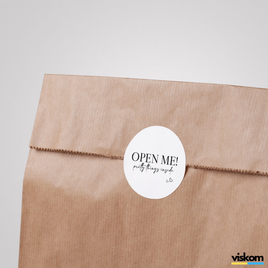 Етикетка біла ⌀50 мм &laquo;Open Me 02&raquo; (250 шт/рулон) самоклеюча 50whiteOpenme02 фото