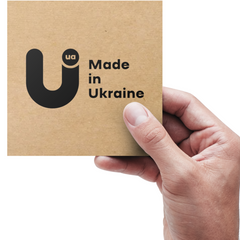 Етикетка крафт 100x100 мм "Made in Ukraine 02" (100 шт/рулон) з друком, самоклеюча Viskom