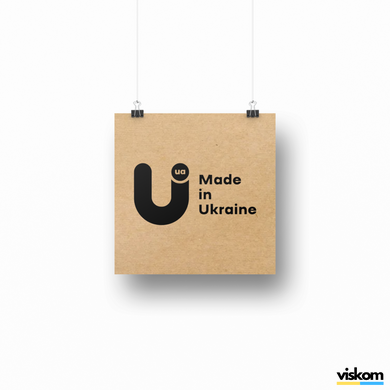 Етикетка крафт 100x100 мм "Made in Ukraine 02" (100 шт/рулон) з друком, самоклеюча Viskom 100100madeinukraine02 photo