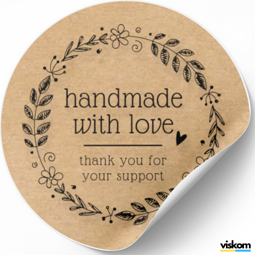 Этикетка крафт ⌀50 мм &laquo;Handmade 04&raquo; (250 шт/рулон) самоклеющаяся 50brownhandmade04 фото