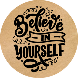 Kraft etiket ⌀50 mm &laquo;Believe in yourself&raquo; (250 adet/rulo) kendinden yapışkanlı 50brownBelieveinyourself photo