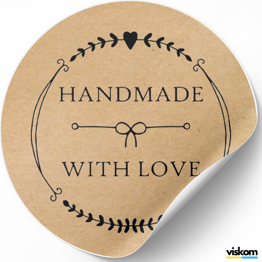 Этикетка крафт ⌀50 мм &laquo;Handmade 1&raquo; (250 шт/рулон) самоклеющаяся 50brownhandmade1 фото