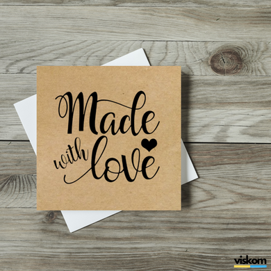 Етикетка крафт 100x100 мм "Made with love 01" (100 шт/рулон) з друком, самоклеюча Viskom 100100madewithlove01 photo