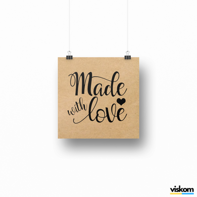 Етикетка крафт 100x100 мм "Made with love 01" (100 шт/рулон) з друком, самоклеюча Viskom 100100madewithlove01 photo