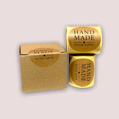 Этикетка крафт ⌀50 мм «Handmade 01» (250 шт/рулон)