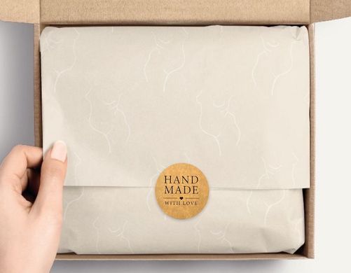 Етикетка крафт ⌀50 мм «Handmade 01» (250 шт/рулон)