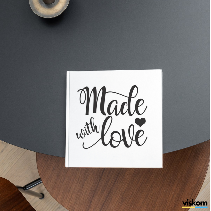 Beyaz etiket 100х100 mm &laquo;Made with love 01&raquo; (100 adet/rulo) kendinden yapışkanlı 100100whitemadewithlove01 photo