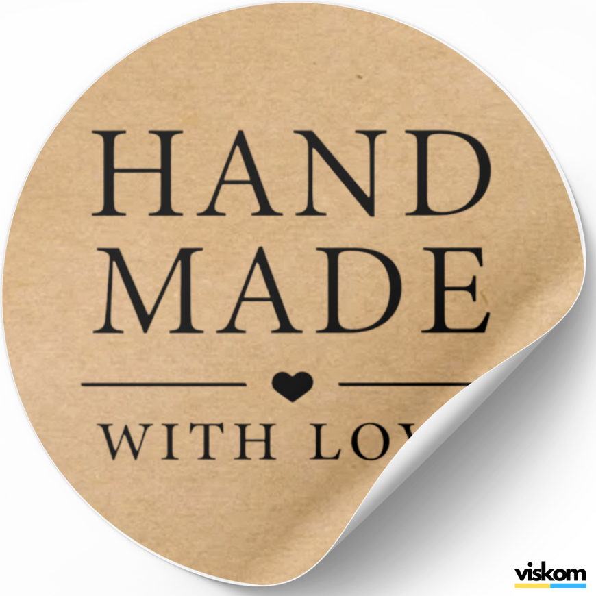 Етикетка крафт ⌀50 мм &laquo;Handmade 01&raquo; (250 шт/рулон) самоклеюча 50brownhandmade01 фото