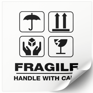 Етикетка біла 100х100 мм &laquo;Fragile 04&raquo; (100 шт/рулон) самоклеюча 100100whiteFragile04 фото
