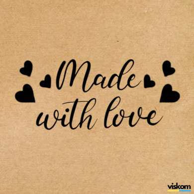Етикетка крафт 100x100 мм "Made with love 02" (100 шт/рулон) з друком, самоклеюча Viskom 100100madewithlove02 photo