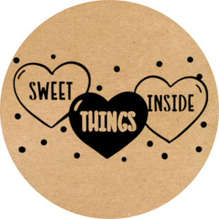 Kraft etiket ⌀50 mm &laquo;Sweet things inside​&raquo; (250 adet/rulo) kendinden yapışkanlı 50brownSweetthingsinside​ photo