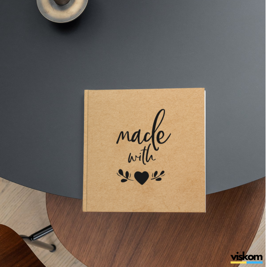 Kraft label 100x100 mm &laquo;Made with love 03&raquo; (100 pcs/roll) self-adhesive 100100brownmadewithlove03 photo