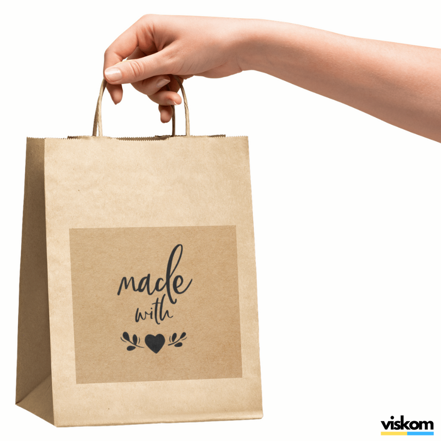 Kraft label 100x100 mm &laquo;Made with love 03&raquo; (100 pcs/roll) self-adhesive 100100brownmadewithlove03 photo