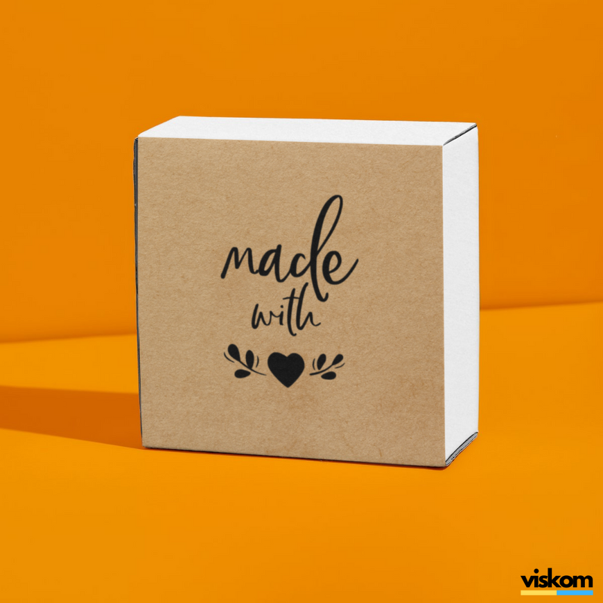Kraft label 100x100 mm &laquo;Made with love 03&raquo; (100 pcs/roll) self-adhesive 100100brownmadewithlove03 photo